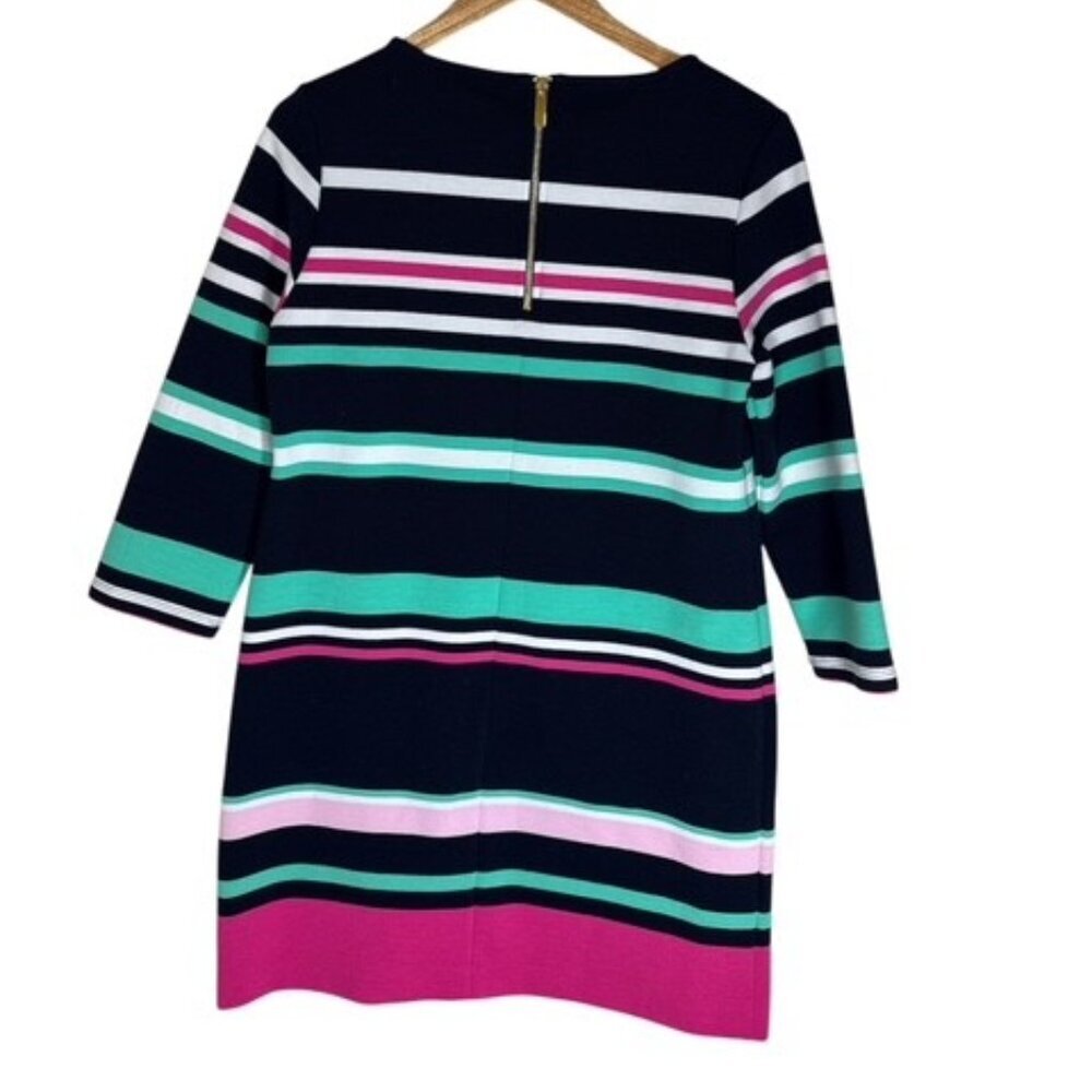 Crown & Ivy Womens Dress Navy Pink Ribbed 3/4 Sleeve Sz Medium - Picture 2 of 8
